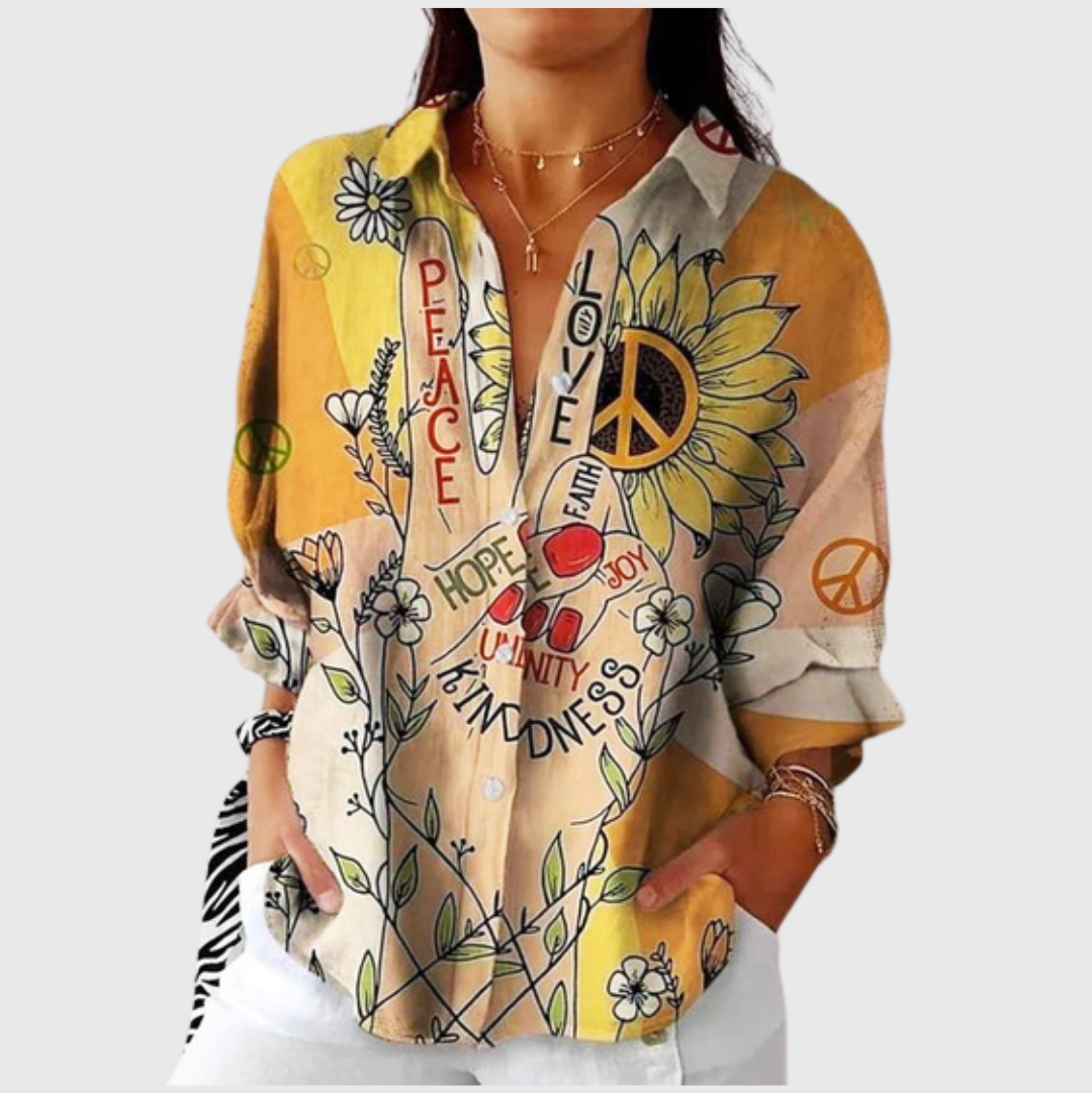 Leichte und farbenfrohe Bluse mit Muster