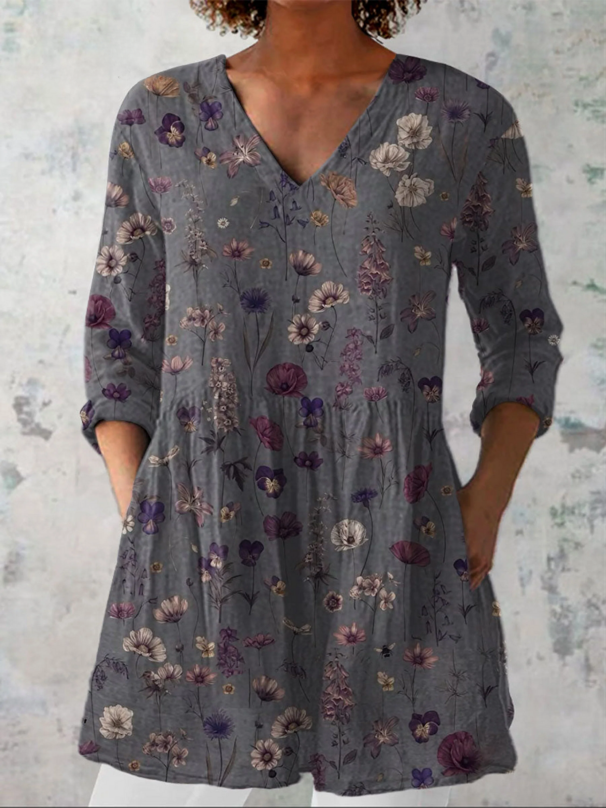 Kassidy | Lange Bluse mit V-Ausschnitt