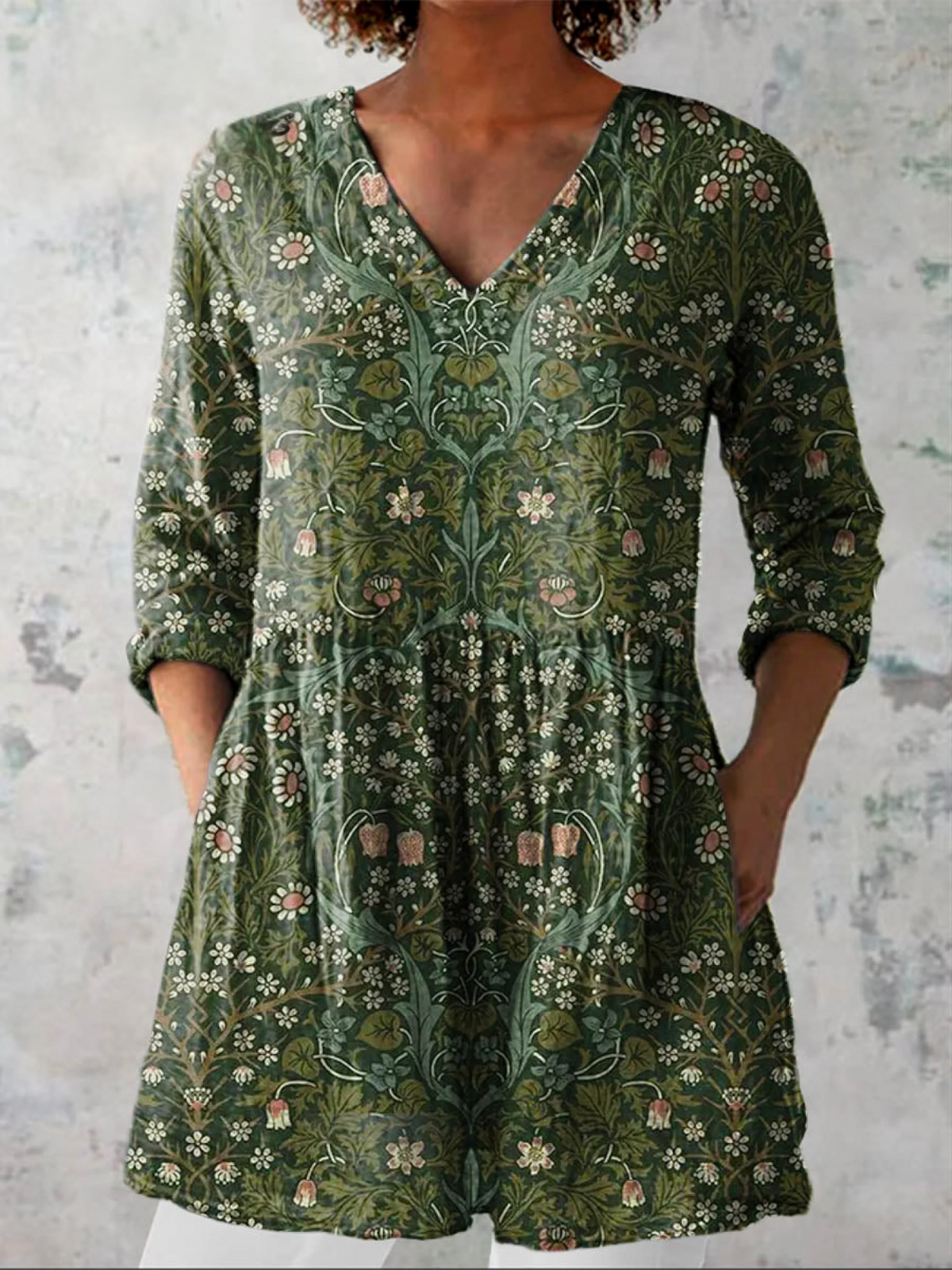 Addison | Lange Bluse in V-Form