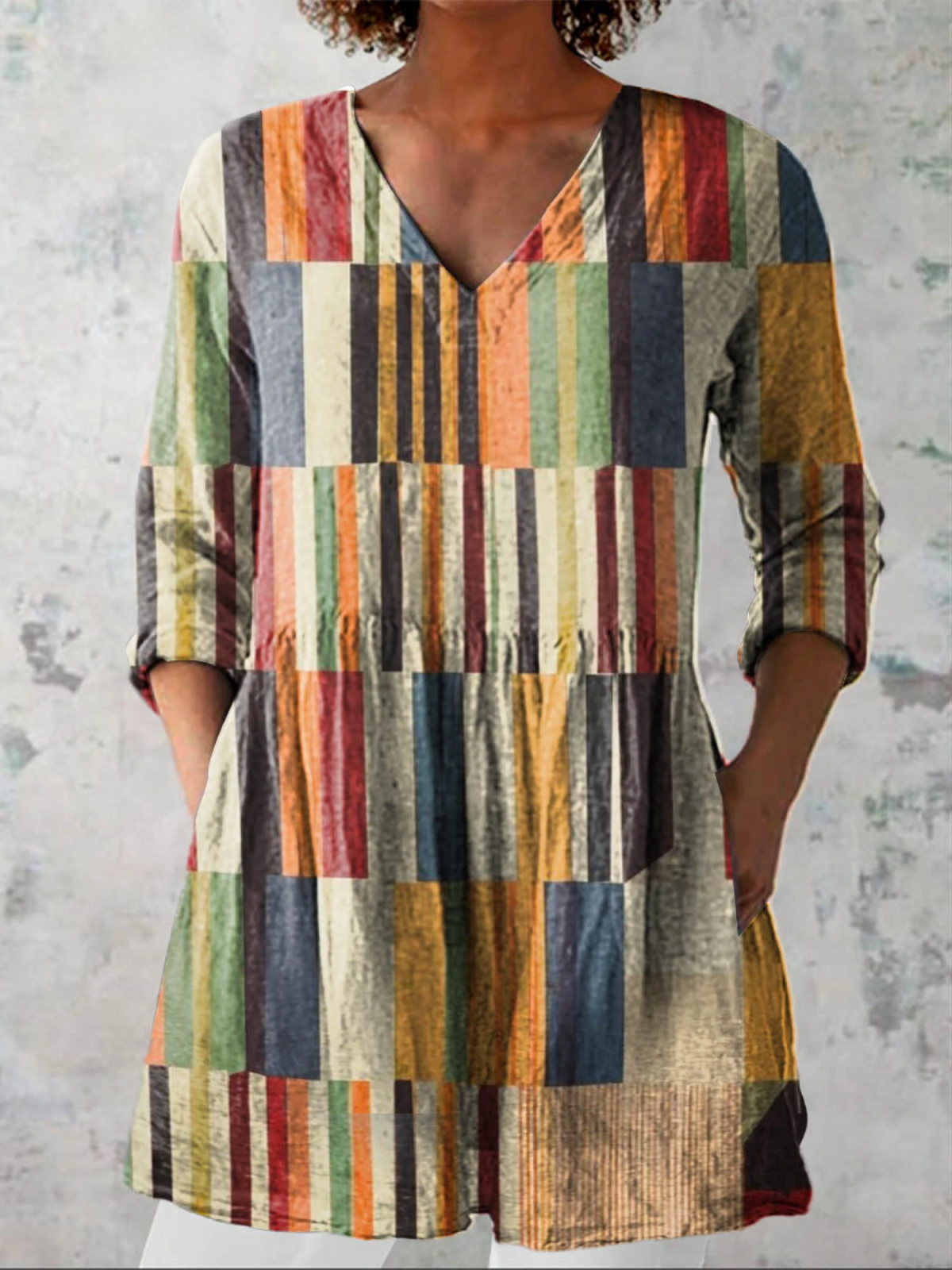 Farrah | Lange Bluse mit V-Ausschnitt