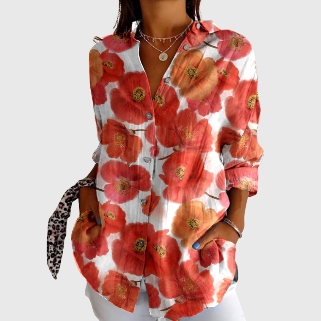 Leichte und farbenfrohe Bluse mit Druck