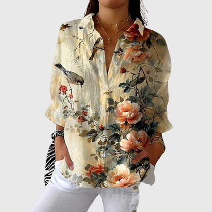 Coralia | Leichte und farbenfrohe Bluse mit Muster