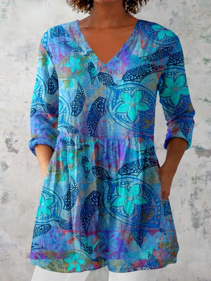 Lilia | Lange Bluse mit V-Ausschnitt