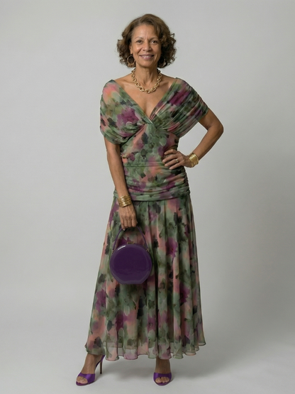 Calen | Off-Shoulder Flow Midi Kleid