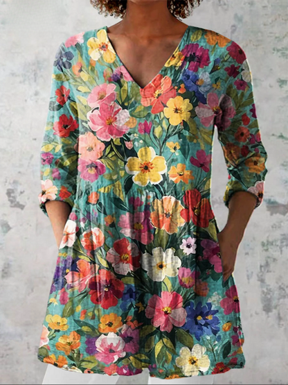 Ines | Lange Bluse mit V-Ausschnitt