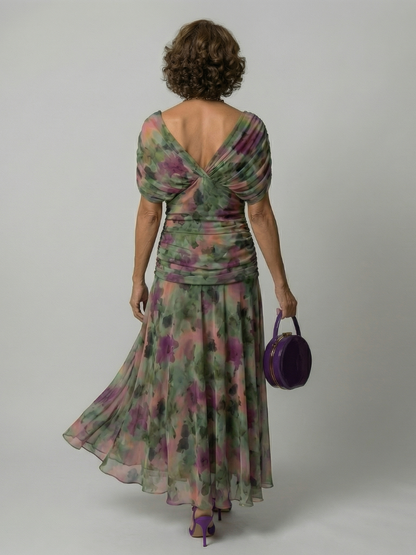 Calen | Off-Shoulder Flow Midi Kleid