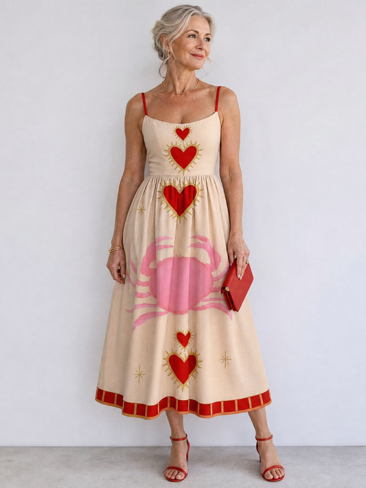 Auvelle | Ärmelloses Midi-Kleid mit Herzmuster