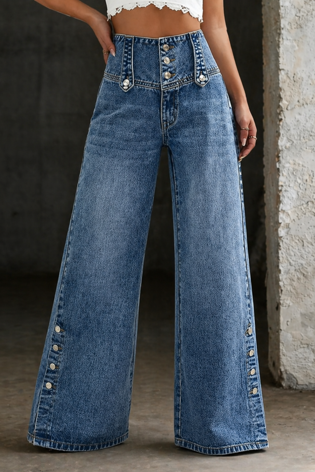 Mia | Jeans mit hoher Taille und Schlitzen