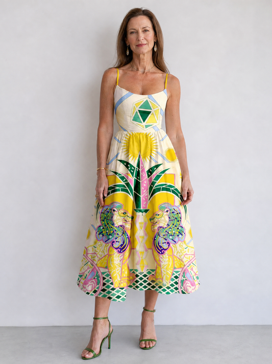 Auvelle | Midikleid mit geometrischem Löwenmuster