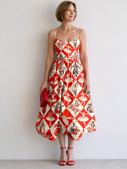 Auvelle | Ärmelloses Midi-Kleid mit Diamantmuster