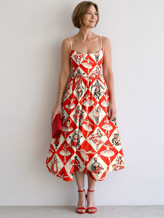 Auvelle | Ärmelloses Midi-Kleid mit Diamantmuster