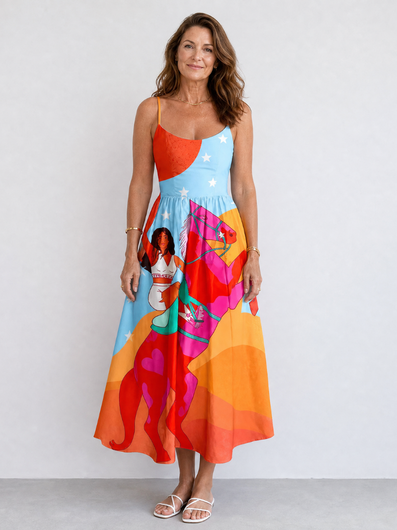Auvelle | Midikleid mit grafischem Western-Print