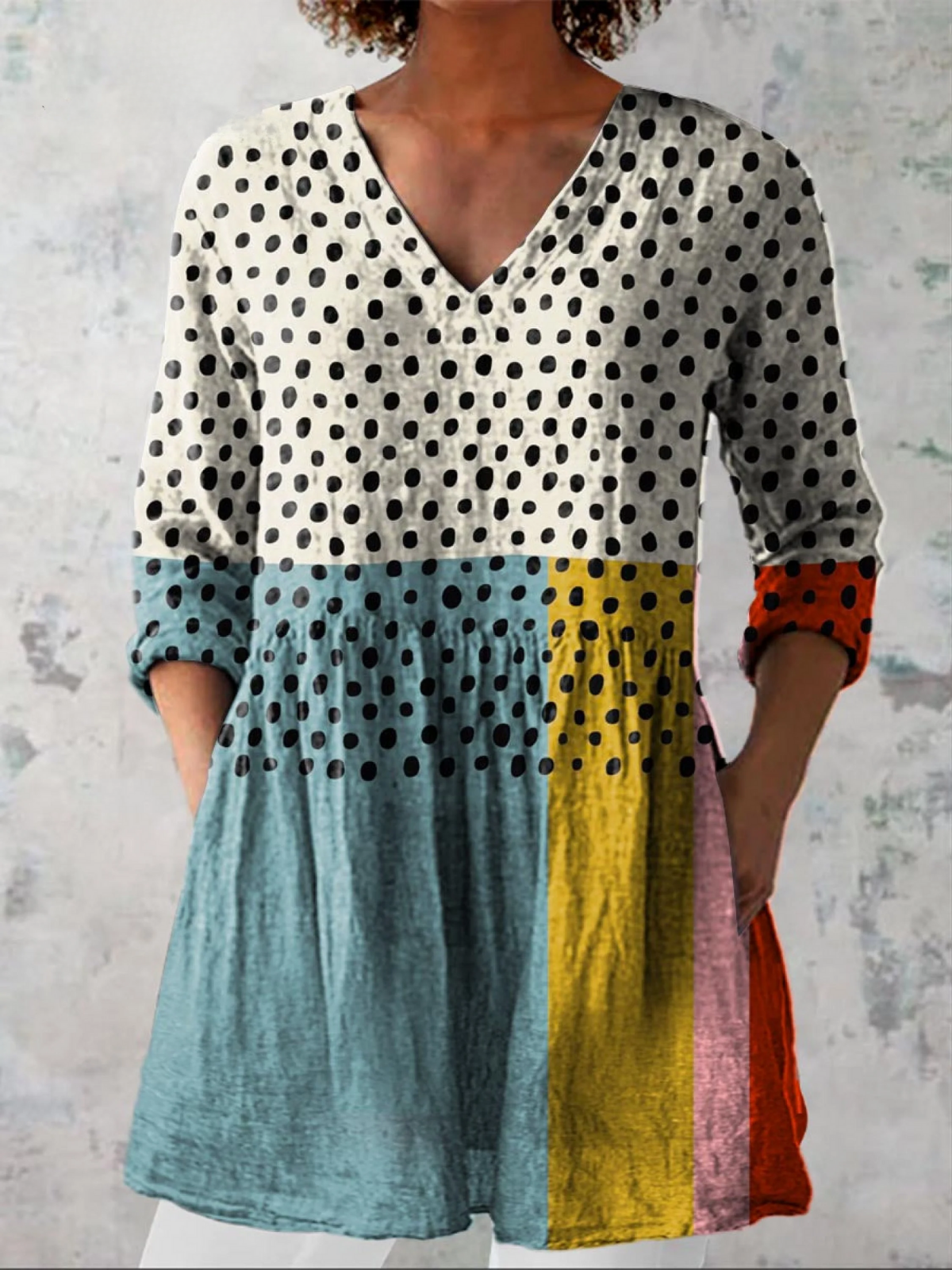 Elowen | Lange Bluse mit V-Ausschnitt