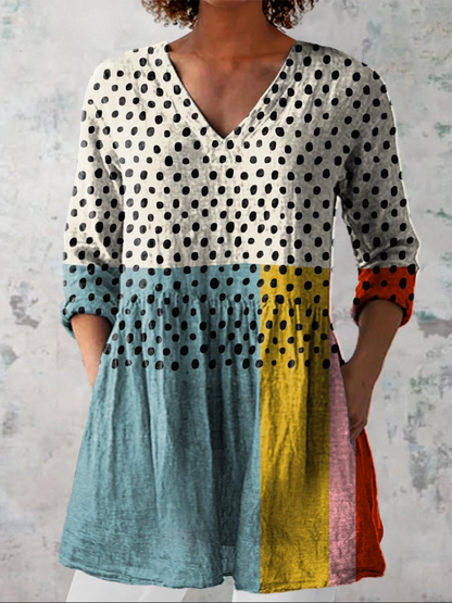 Elowen | Lange Bluse mit V-Ausschnitt