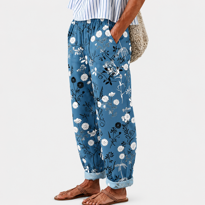 Cerula | Blumen Relax Hosen in Blau