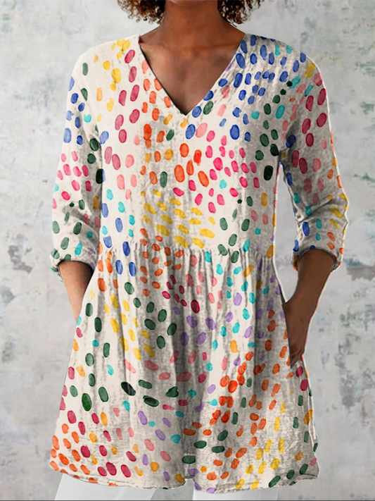 Bernadette | Langes Blusenshirt mit V-Ausschnitt