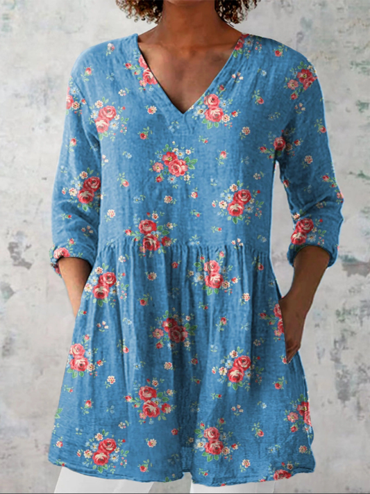 Mabel | Lange Bluse mit V-Ausschnitt