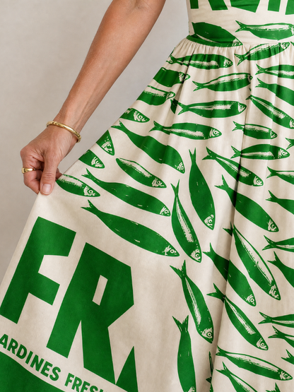 Auvelle | Midikleid mit Fischdruck