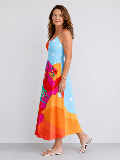 Auvelle | Midikleid mit grafischem Western-Print