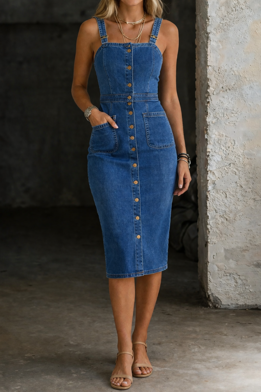 Indira | Jeanskleid mit Knöpfen