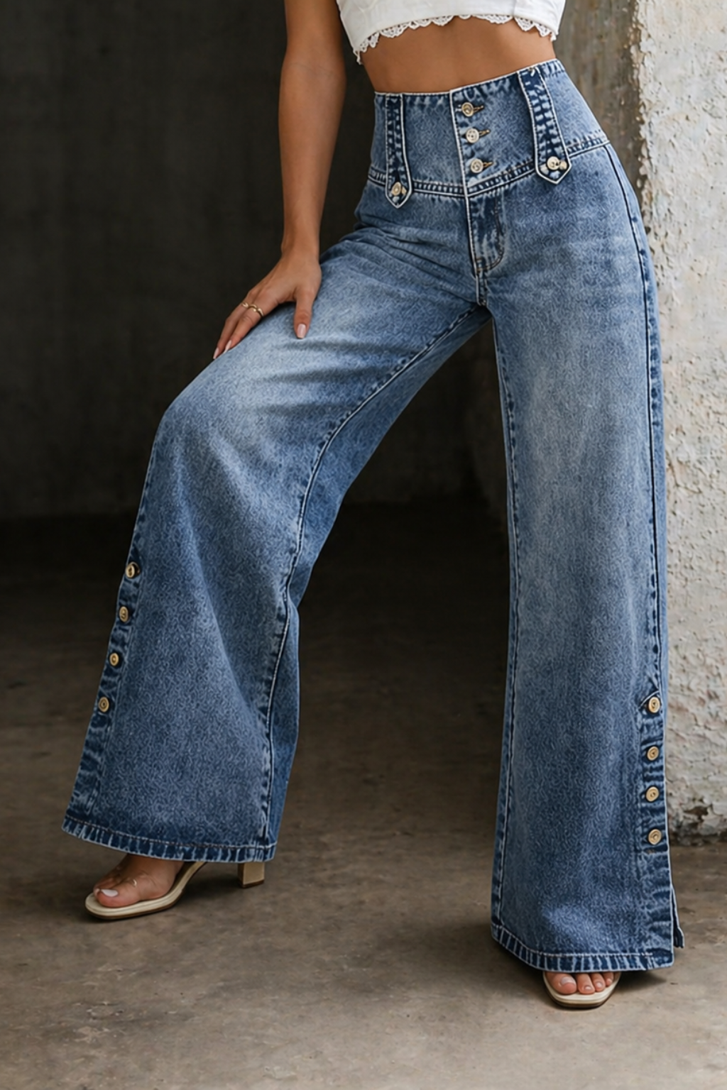 Mia | Jeans mit hoher Taille und Schlitzen