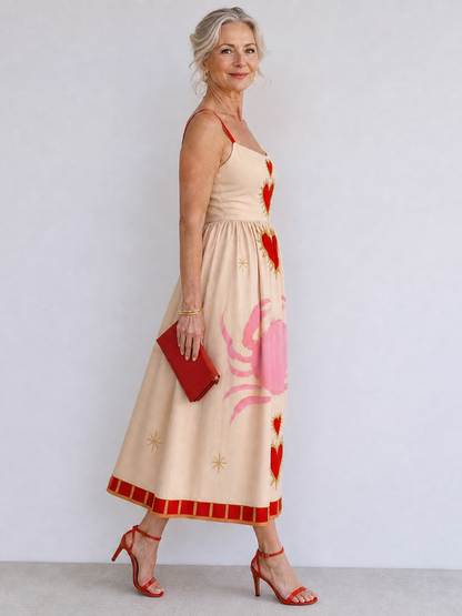 Auvelle | Ärmelloses Midi-Kleid mit Herzmuster