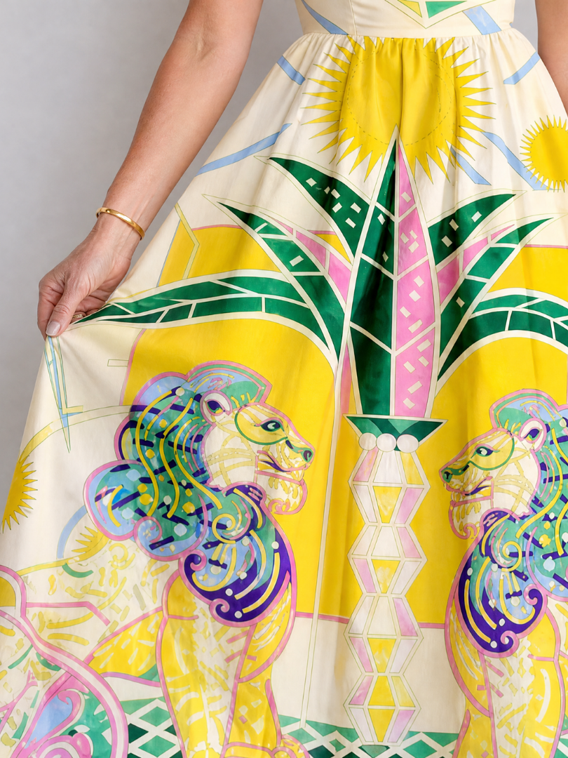 Auvelle | Midikleid mit geometrischem Löwenmuster