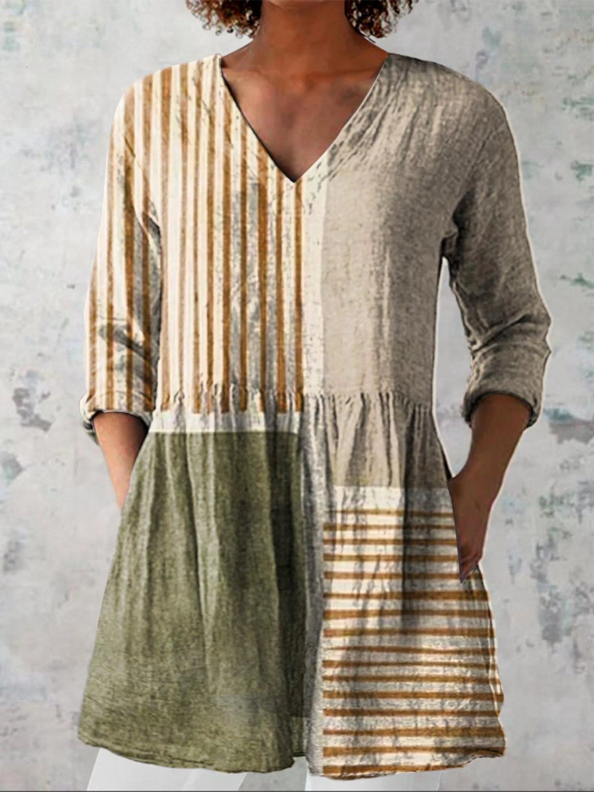 Halley | Lange Bluse mit V-Ausschnitt