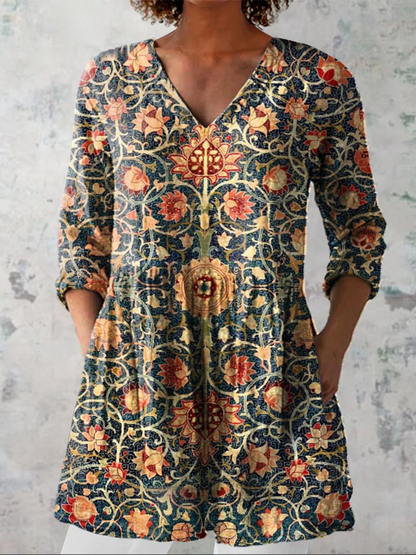 Elara | Lange Bluse mit V-Ausschnitt
