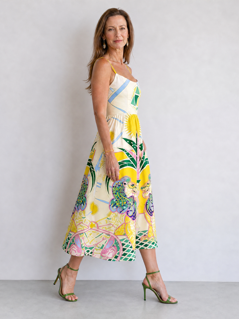 Auvelle | Midikleid mit geometrischem Löwenmuster