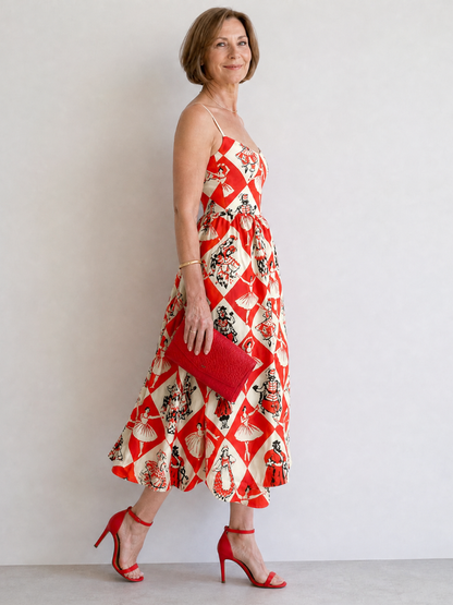 Auvelle | Ärmelloses Midi-Kleid mit Diamantmuster
