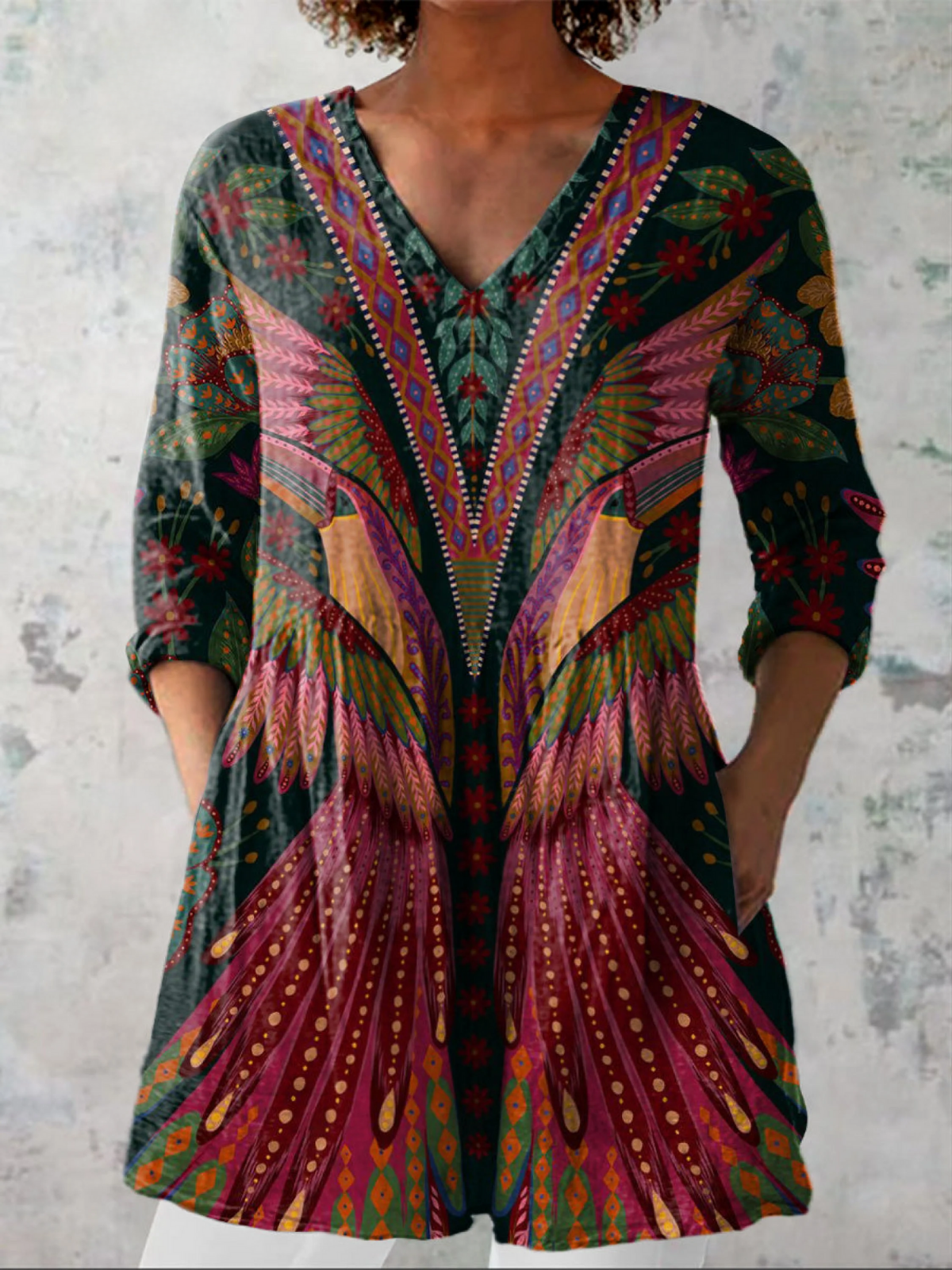Adrianna | Lange Bluse mit V-Ausschnitt