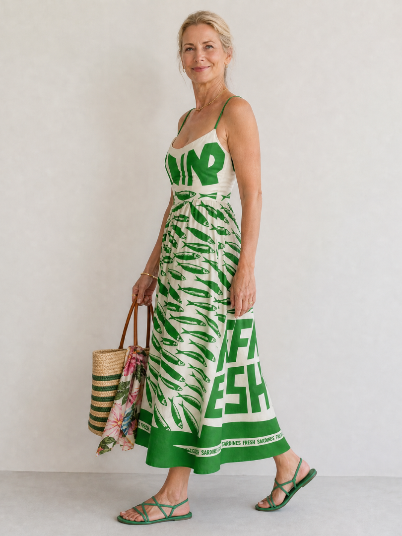 Auvelle | Midikleid mit Fischdruck