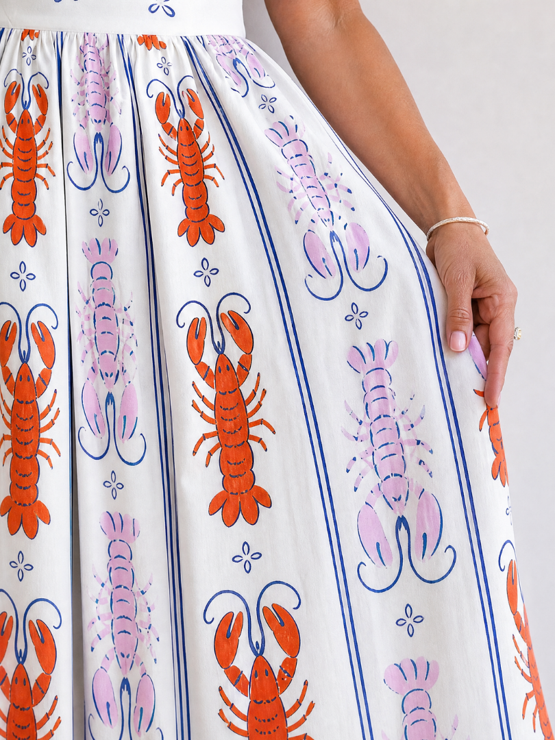 Auvelle | Ärmelloses Midi-Kleid mit Hummerdruck