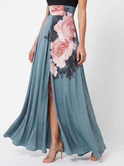 Olympas | Halter-Bodice Floral Rock Maxi Kleid