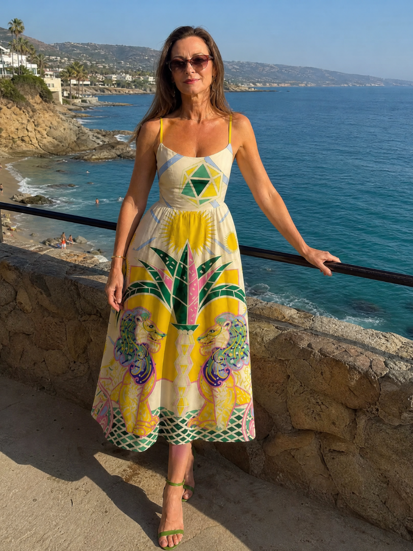 Auvelle | Midikleid mit geometrischem Löwenmuster