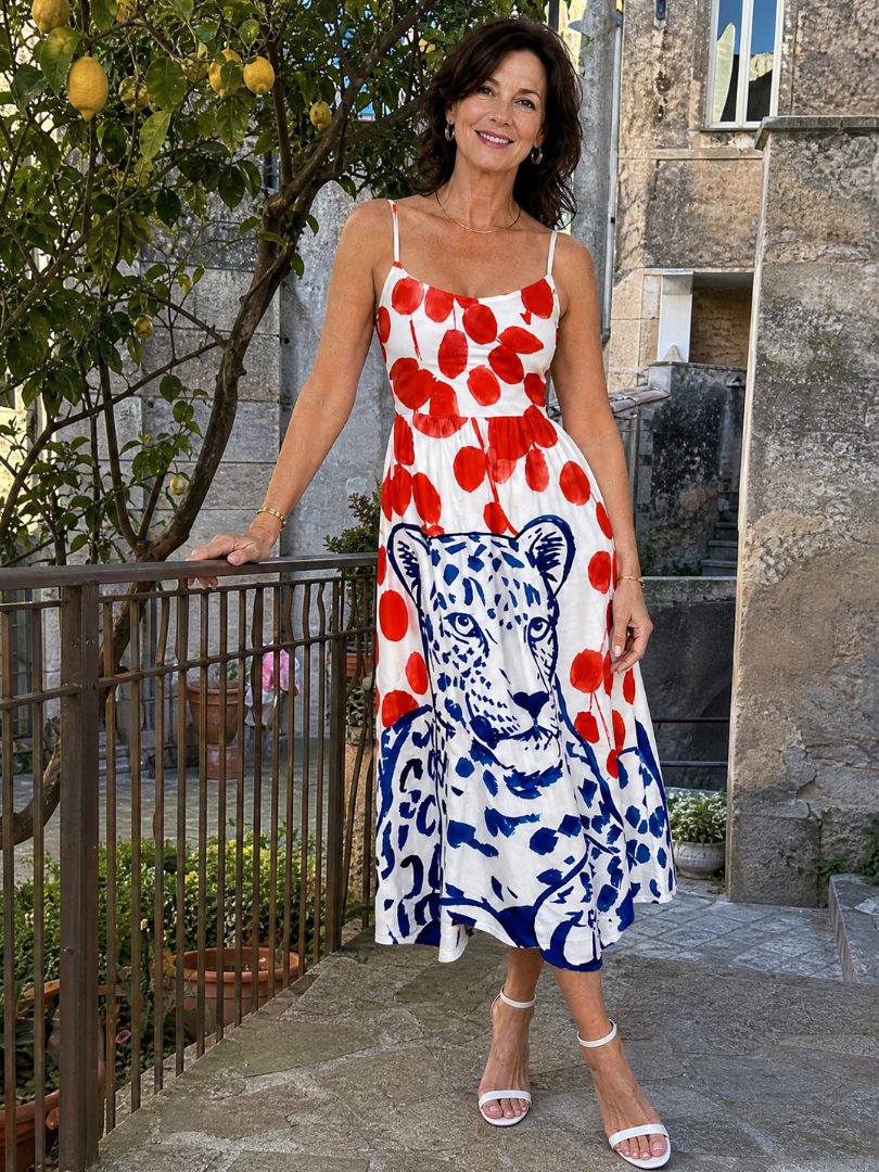 Auvelle | Midi-Kleid mit Leopardenmuster