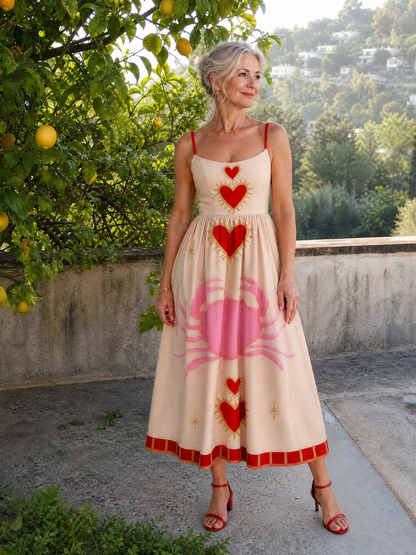 Auvelle | Ärmelloses Midi-Kleid mit Herzmuster