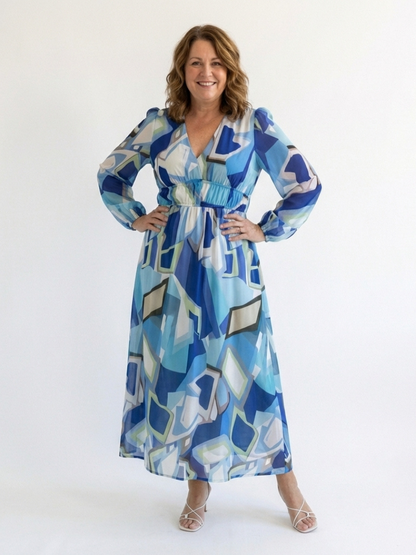 Althea | Langärmliges Blumen-Maxikleid