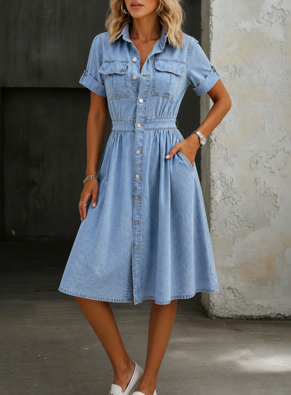 Deborah | Jeanskleid mit kurzen Ärmeln