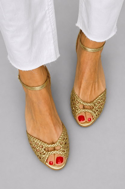 Isadora | Geflochtene Sandalen in Gold