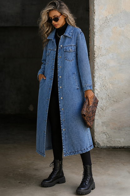 Maya | Stylische Lange Jeansjacke