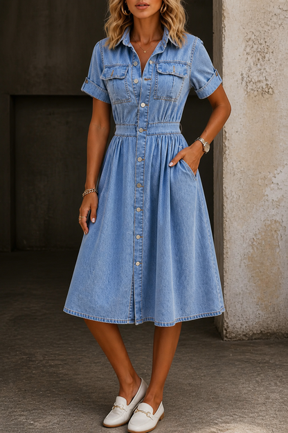 Deborah | Jeanskleid mit kurzen Ärmeln