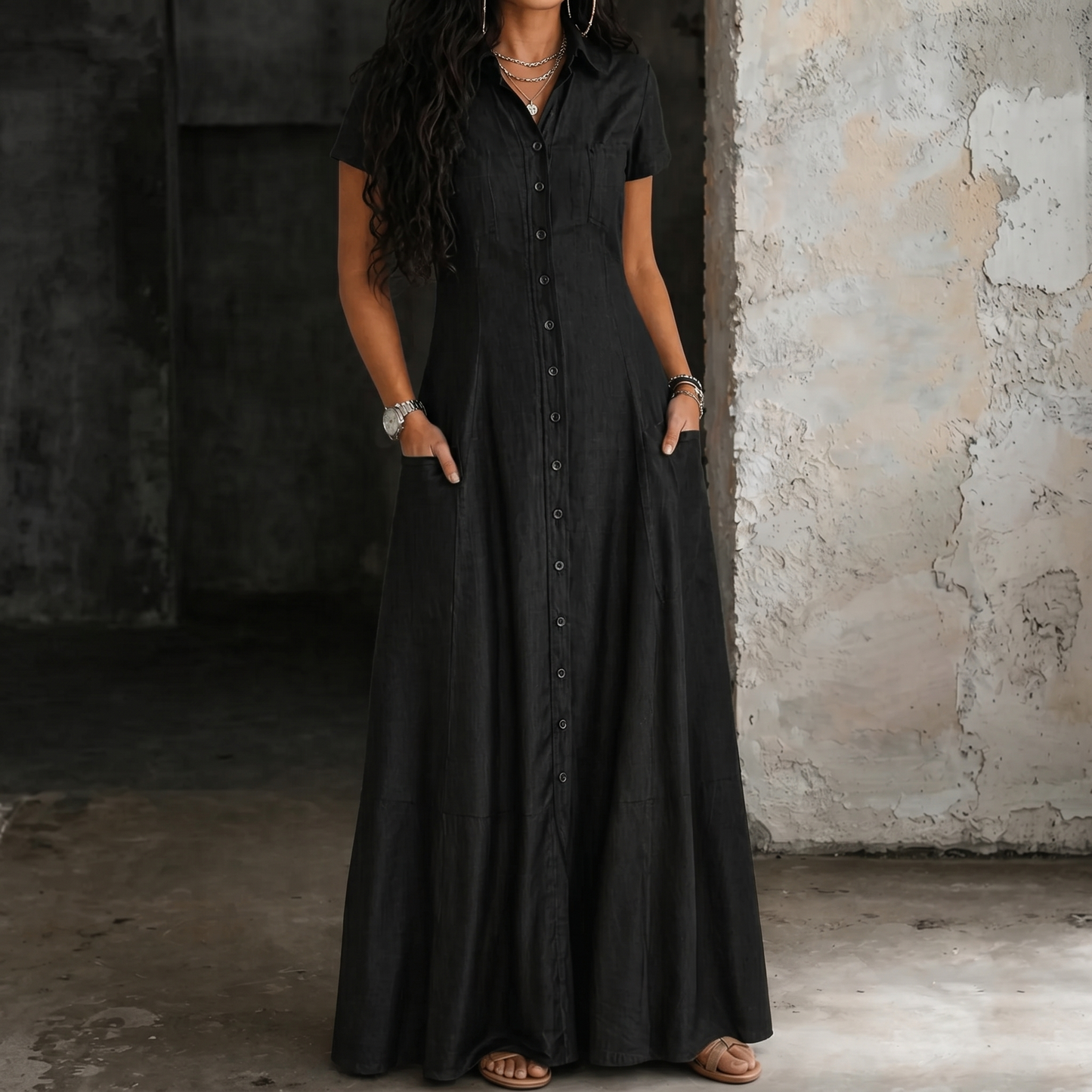 Hera | Langes Jeanskleid