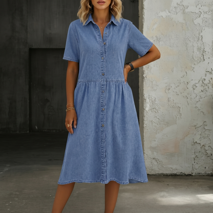 Carol | Jeanskleid mit kurzen Ärmeln