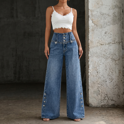 Mia | Jeans mit hoher Taille und Schlitzen