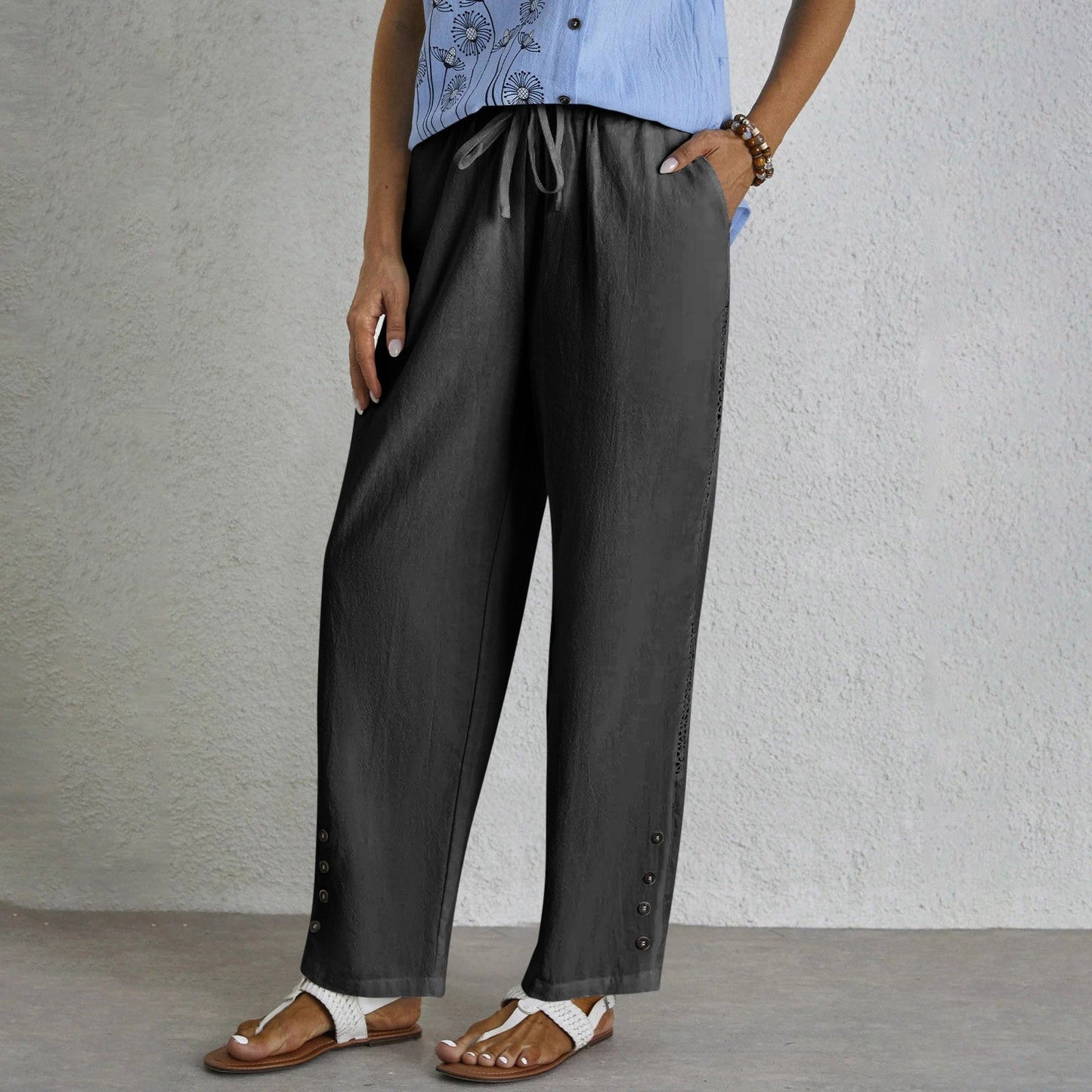 Shania - Relaxed Hose mit Knöpfen