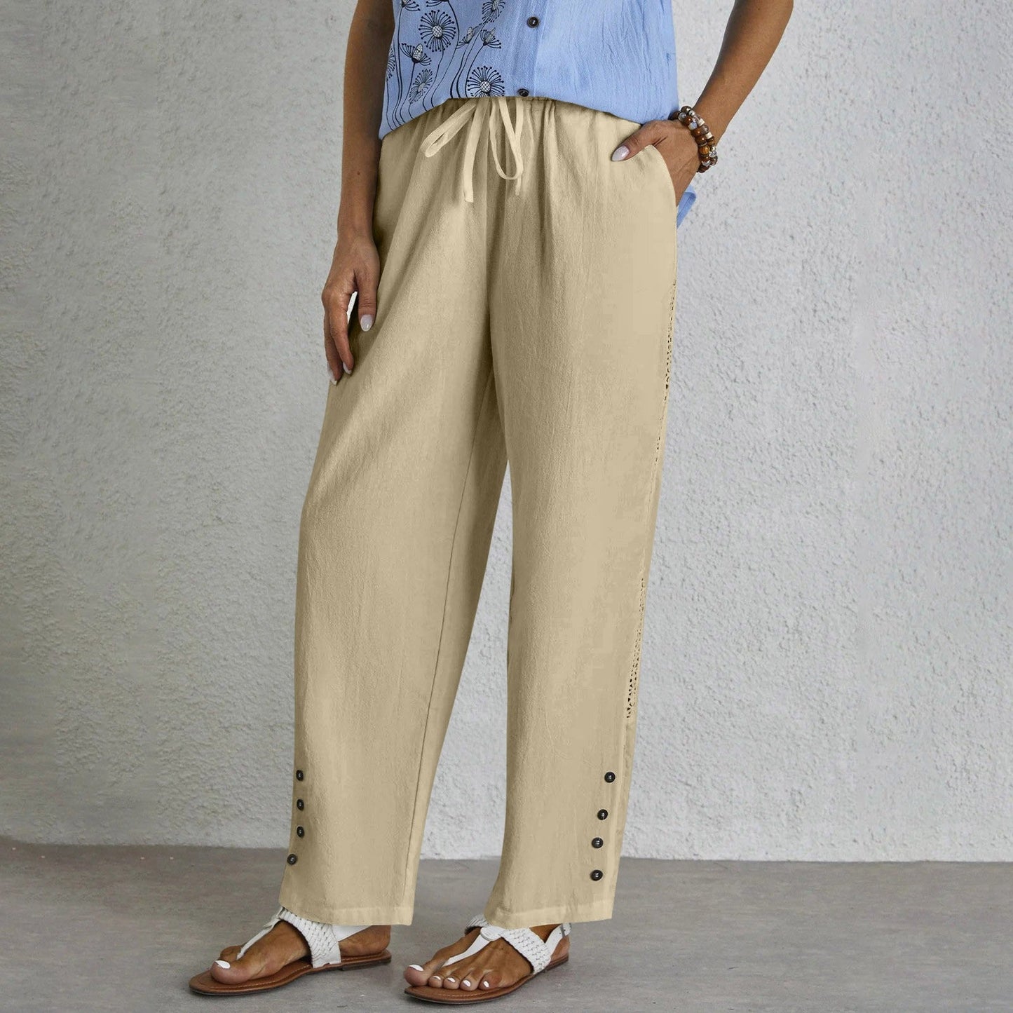 Shania - Relaxed Hose mit Knöpfen
