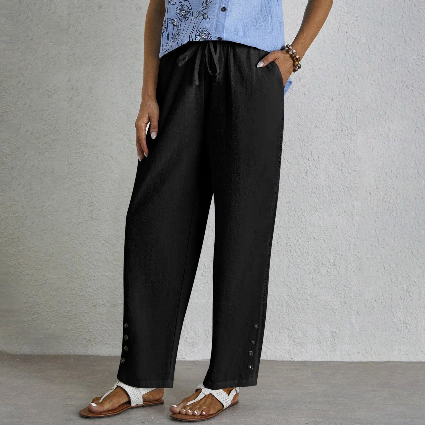 Shania - Relaxed Hose mit Knöpfen