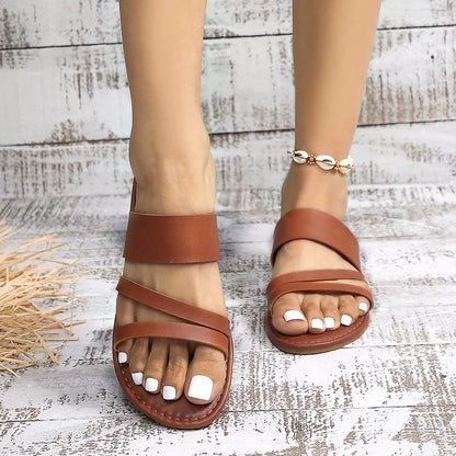 Flache, lässige und bequeme Sandalen